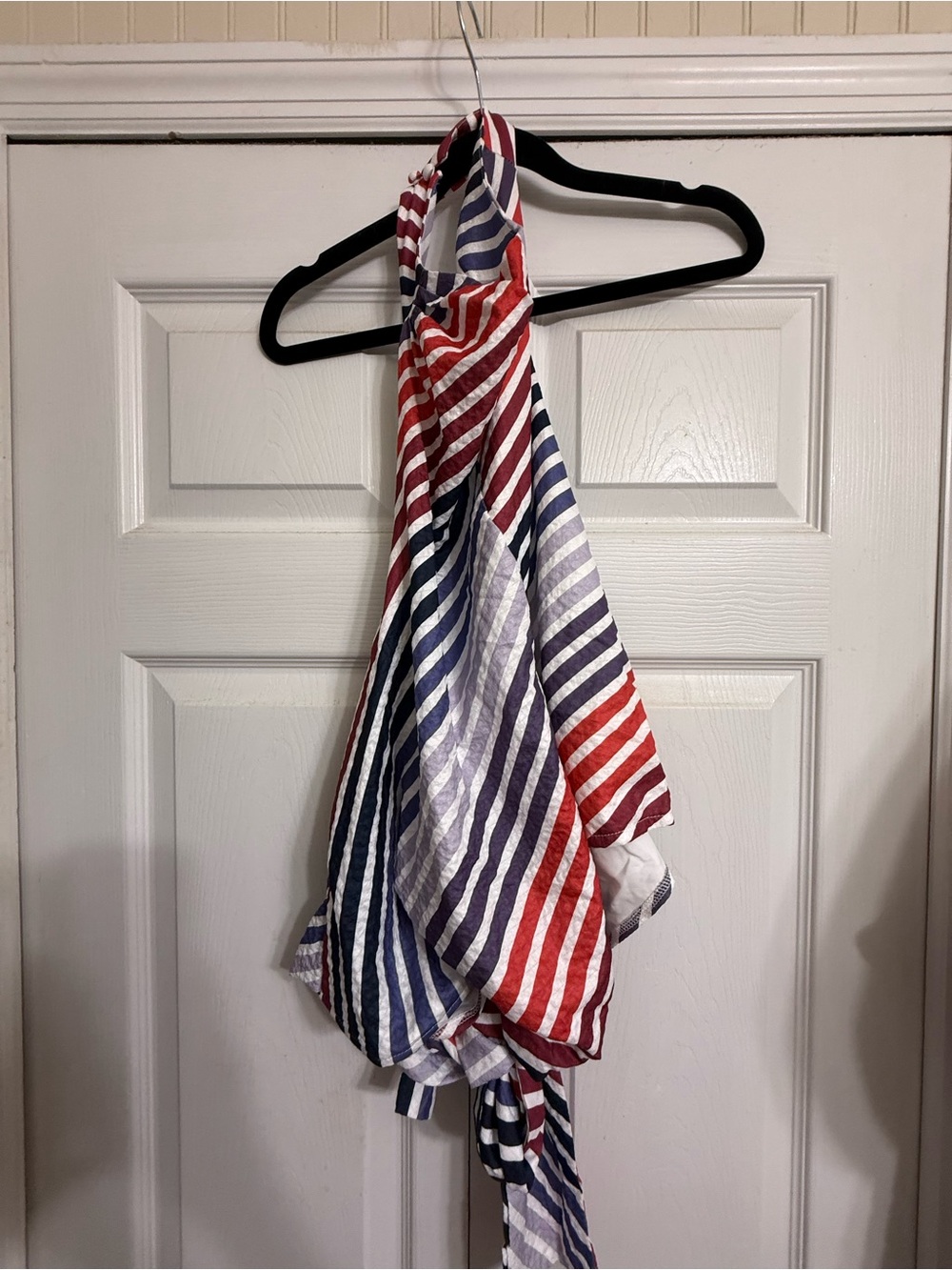 SHEIN Red White Blue Striped Halter Tank Top